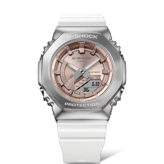 G-SHOCK GM-S2100WS-7A ženski sat Octagon Lady Metal Frame Silver Light Baby Rose White 20ATM