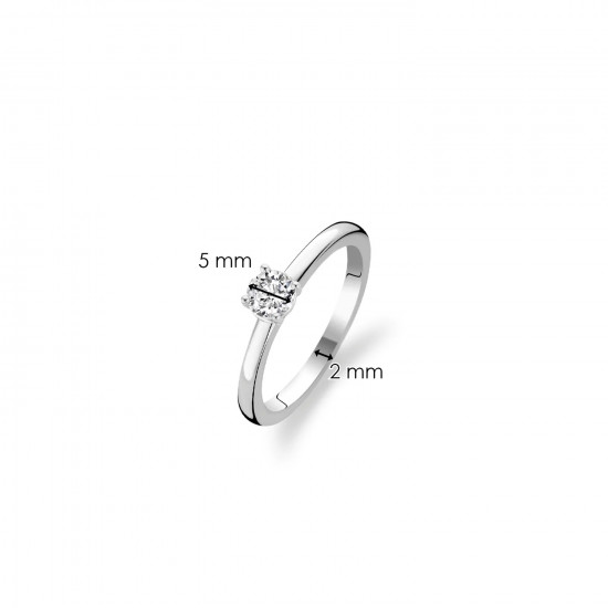 TI SENTO 12110ZI/62 prsten Classic White Zirconia 5mm Sterling Silver 925 Platinum Plated Veličina 62