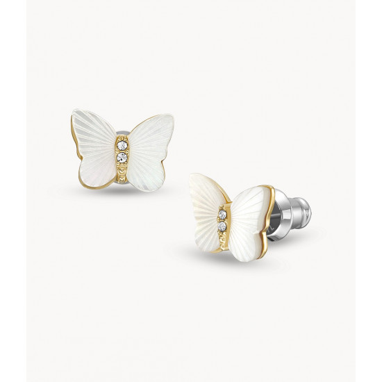 Fossil JF04422710 mindjuše Sutton Radiant Wings White Mother of Pearl Butterfly Earrings 9mm