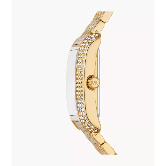 Michael Kors MK4742 ženski sat Petite Emery Pavé Gold Tone Deep Green Dial Pravougaono kućište Roman Numeral
