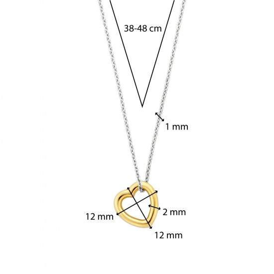 TI SENTO 34022SY ogrlica Heart Sterling Silver 925 Yellow Gold Plated Bestseller Statement
