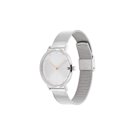 Tommy Hilfiger 1782665 ženski sat Pippa Minimalist Silver Stainless Steel Mesh Band Sunray Dial 35mm Rose Gold Detail