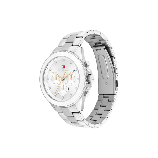 Tommy Hilfiger 1782707 ženski sat Mellie Multifunkcionalni Sportsko Elegantan Silver Tone Stainless Steel White Dial 40mm