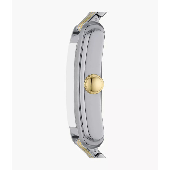 Fossil FS6010 muški sat Carraway pravougaono kućište Two-Tone Silver Gold Tone Marine Blue Dial Roman Numerals 