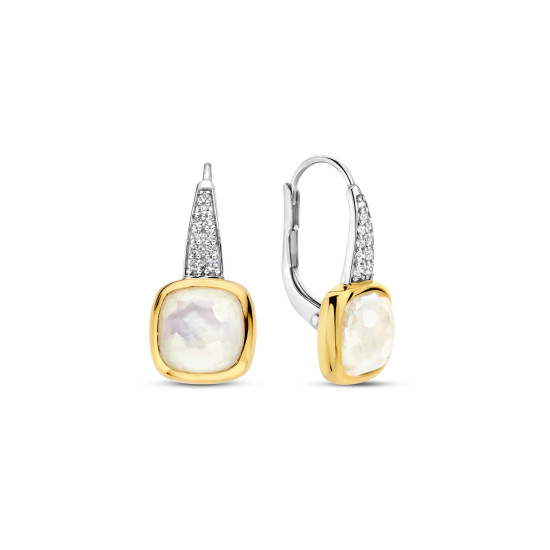 TI SENTO 7969MW mindjuše Zirconia Mother of Pearl Cushion Sterling Silver 925 Yellow Gold Plated 21mm Bestseller 