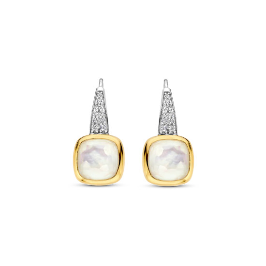 TI SENTO 7969MW mindjuše Zirconia Mother of Pearl Cushion Sterling Silver 925 Yellow Gold Plated 21mm Bestseller 