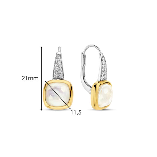 TI SENTO 7969MW mindjuše Zirconia Mother of Pearl Cushion Sterling Silver 925 Yellow Gold Plated 21mm Bestseller 