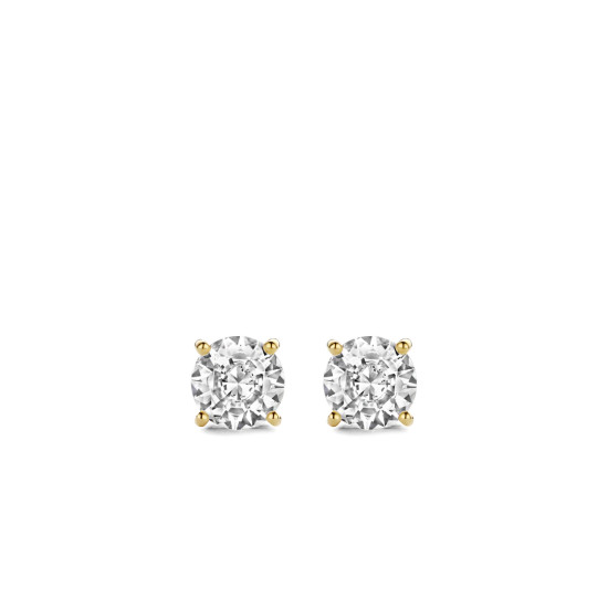 TI SENTO 7321ZY mindjuše Classic Zirconia White Yellow Gold Plated 925 Sterling Silver 9mm