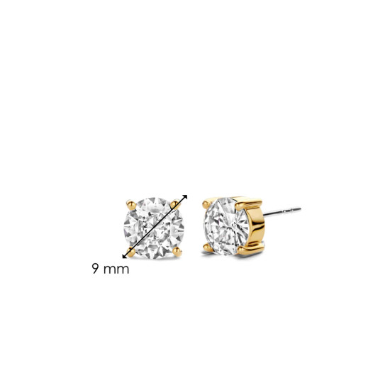 TI SENTO 7321ZY mindjuše Classic Zirconia White Yellow Gold Plated 925 Sterling Silver 9mm