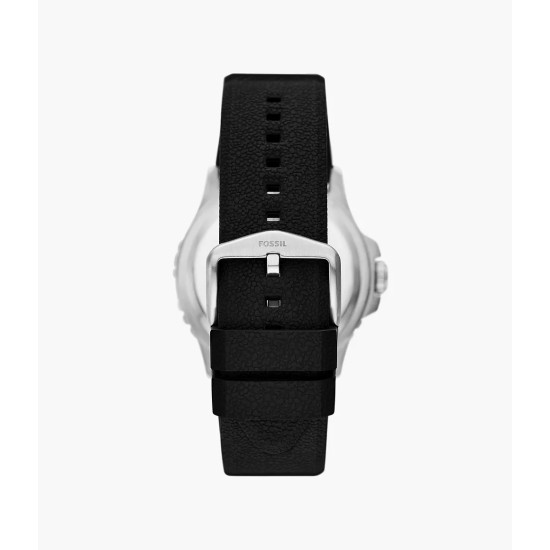 Fossil FS6049 muški sat Blue Sport GMT Black Silicone Watch 46mm Blue Sunray Dial 10ATM
