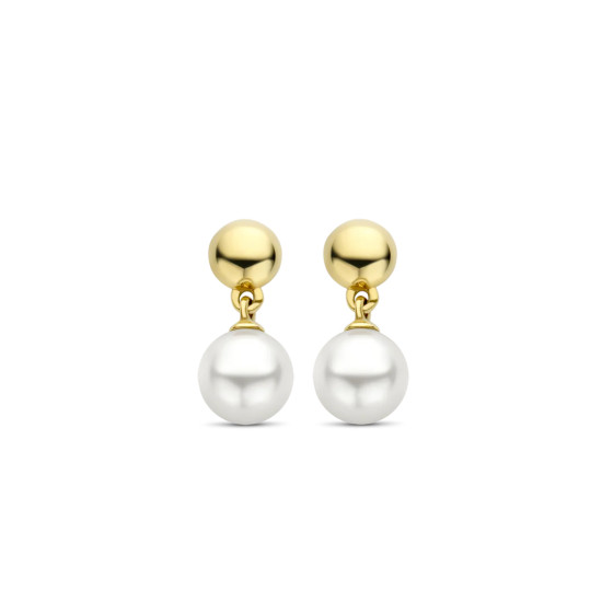 TI SENTO 7913YP mindjuše Shell Pearl Sterling Silver 925 Yellow Gold Plated 20mm
