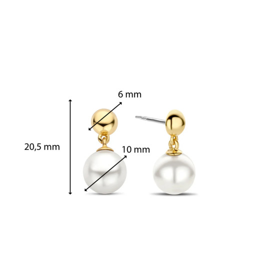 TI SENTO 7913YP mindjuše Shell Pearl Sterling Silver 925 Yellow Gold Plated 20mm