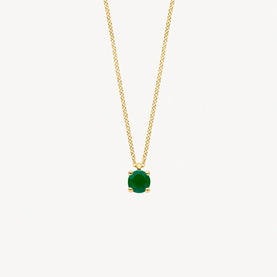 Blush 3200YEM zlatna ogrlica 14ct Gold Emerald Green Solitaire Stone Necklace Kamen rodjenih u Maju