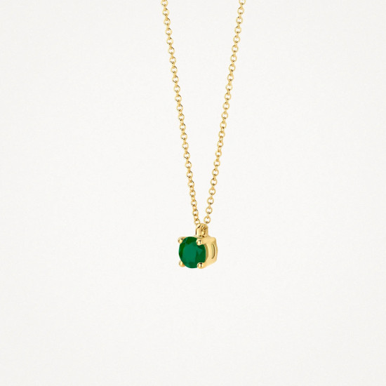 Blush 3200YEM zlatna ogrlica 14ct Gold Emerald Green Solitaire Stone Necklace Kamen rodjenih u Maju