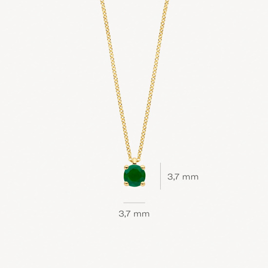 Blush 3200YEM zlatna ogrlica 14ct Gold Emerald Green Solitaire Stone Necklace Kamen rodjenih u Maju