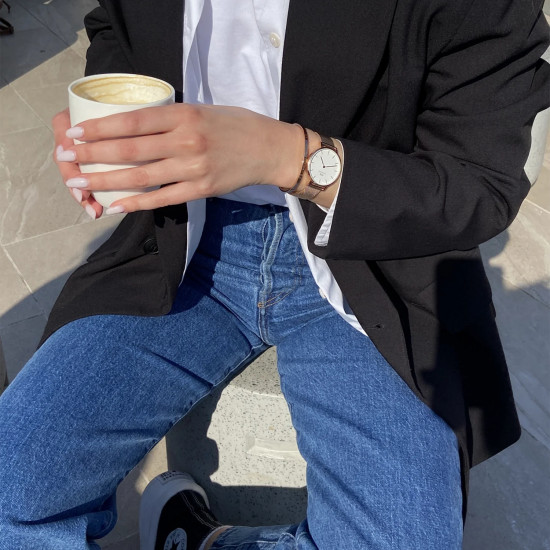 Daniel Wellington DW00100163 ženski sat Petite Melrose Rose Gold Tone Mesh Band Minimal White Dial 32mm