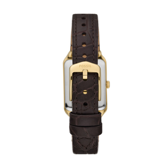 Fossil ES5367 ženski sat Raquel pravougaono kućište Gold Tone kožni kaiš Chocolate Brown Dial Roman Numerals 23mm