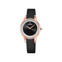 Festina F20496/2 ženski sat Mademoiselle Elegant Mesh Band Black Stainless Steel Rose Gold Detail Sunray Black Dial 30mm Bestseller