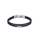 Fossil JF04703998 muška narukvica dvoredna Machine Knurled Texture Navy Leather Gold Detail