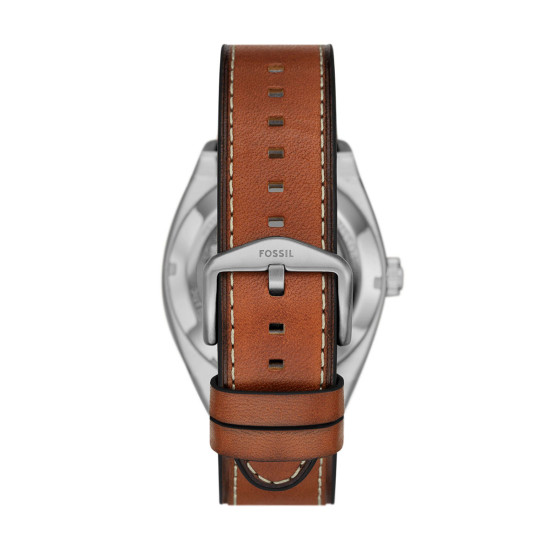 Fossil ME3261 muški sat Everett Automatic Brown kožni kaiš Fresh Green Skeleton Dial 42mm