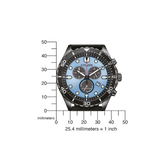 Citizen AT2567-18L muški sat Sport Diver Chronograph Eco-Drive Black Rubber 10ATM Ice Blue Dial 43mm
