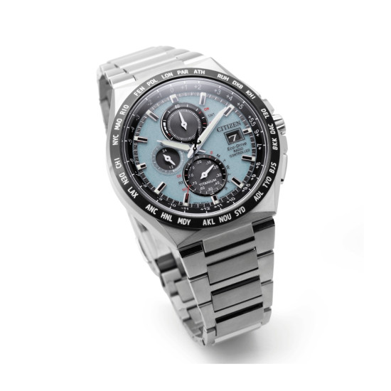 Citizen AT8238-84M muški sat Super Titanium Eco-Drive Radio-Controlled 10ATM Ice Blue Dial 43mm