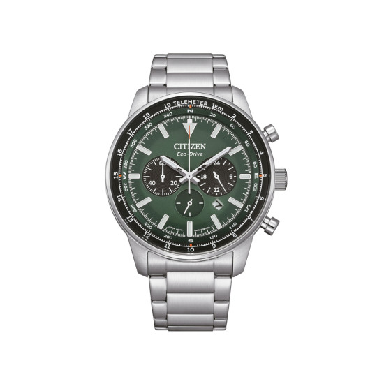 Citizen CA4500-91X muški sat Sporty Aviation Style Chronograph Eco-Drive 10ATM Green Dial 44mm