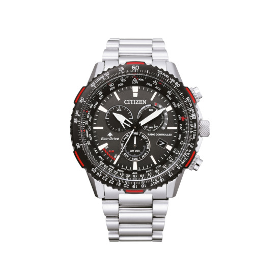 Citizen CB5001-57E muški sat Promaster Sky Eco-Drive Radio-Controlled 20ATM Anti-Reflective Sapphire Glass Black Dial Red Detail 47mm