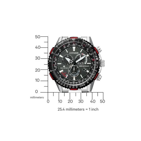 Citizen CB5001-57E muški sat Promaster Sky Eco-Drive Radio-Controlled 20ATM Anti-Reflective Sapphire Glass Black Dial Red Detail 47mm