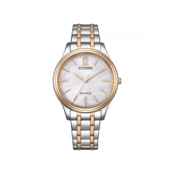CITIZEN EM0416-78A  ženski sat Elegance Two Tone Silver Rose Gold Eco-Drive White Dial 34mm