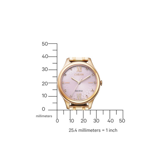 CITIZEN EM0503-75X ženski sat Elegance Rose Gold Eco-Drive Lightrose Dial 32mm