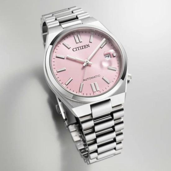 CITIZEN NJ0200-50Z TSUYOSA unisex sat Automatic Sapphire Glass Colorful Light Pastel Pink Sunray Dial 37mm