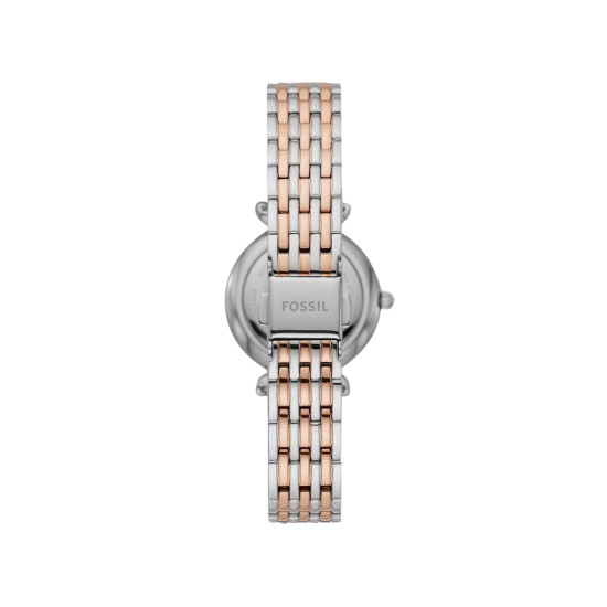 Fossil ES4649 ženski sat Carlie Mini Rose Gold Silver Mother of Pearl Dial 28mm