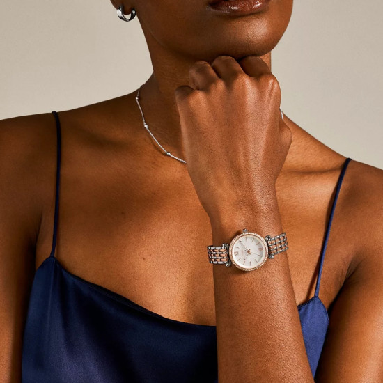 Fossil ES4649 ženski sat Carlie Mini Rose Gold Silver Mother of Pearl Dial 28mm
