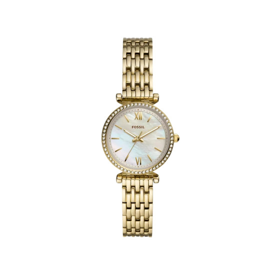 Fossil ES4735 ženski sat Carlie Mini Gold Tone Stainless Steel White Mother Of Pear Dial 28mm