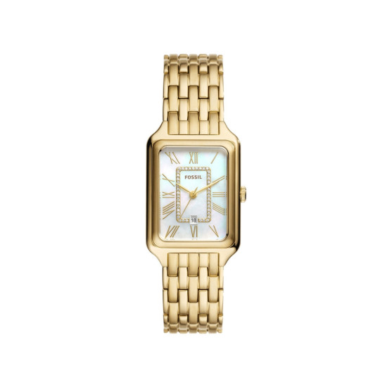 Fossil ES5304 ženski sat Raquel pravougaono kućište Gold Tone Cirkon Mother of Pearl Dial Roman Numerals 26mm
