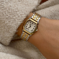 Fossil ES5362 ženski sat Harlow Octagonal Two Tone Silver Gold Roman Numerals Cream Dial 27mm