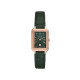 Fossil ES5366 ženski sat Raquel pravougaono kućište Rose Gold Tone kožni kaiš Deep Green Dial Roman Numerals 23mm