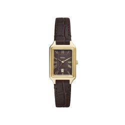 Fossil ES5367 ženski sat Raquel pravougaono kućište Gold Tone kožni kaiš Chocolate Brown Dial Roman Numerals 23mm