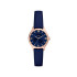 Fossil ES5424 ženski sat Gilmore Mini Rose Gold Tone kožni kaiš Navy Blue Satin Sunray Dial 28mm