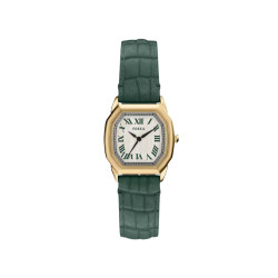 Fossil ES5427 ženski sat Harlow Octagonal Gold Tone kožni kaiš Deep Green Roman Numerals Cream Dial 27mm