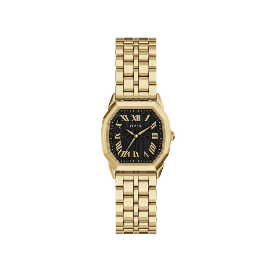 Fossil ES5433 ženski sat Harlow Octagonal Gold Tone Roman Numerals Black Dial 27mm