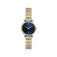 Fossil ES5438 ženski sat Carlie Mini Two Tone Silver Gold Cirkon Deep Blue Sunray Dial 28mm