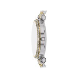 Fossil ES5438 ženski sat Carlie Mini Two Tone Silver Gold Cirkon Deep Blue Sunray Dial 28mm