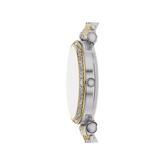Fossil ES5438 ženski sat Carlie Mini Two Tone Silver Gold Cirkon Deep Blue Sunray Dial 28mm
