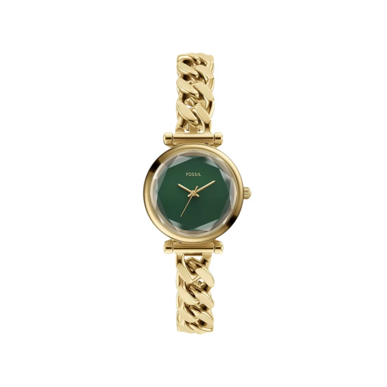 Fossil ES5441 ženski sat Carlie Mini Gold Tone D-Link Deep Green Faceted Mineral Glass Dial 28mm