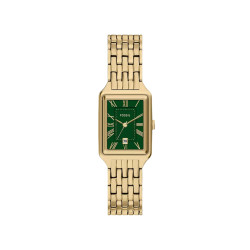 Fossil ES5452 ženski sat Raquel pravougaono kućište Gold Tone Sunray Green Dial Roman Numerals 23mm
