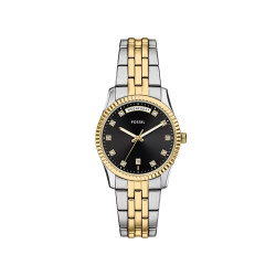 Fossil ES5458 ženski sat Scarlette Day Date Two Tone Silver Gold Black Sunray Dial 34mm