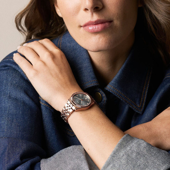 Fossil ES5459 ženski sat Scarlette Day Date Deep Grey Sunray Dial 34mm