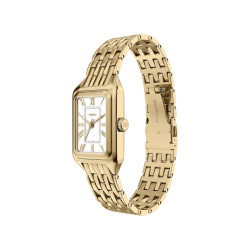 Fossil ES5467 ženski sat Raquel Mini pravougaono kućište Gold Tone Roman Numerals White Satin Dial 18mm